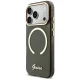 Guess IML Glitters Script Strap MagSafe Case for iPhone 17 Pro, Black