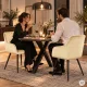 ModernHome Velvet Upholstered Dining Chairs with Armrests, Set of 2, Beige