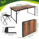 Folding Camping Table with 4 Chairs Gardlov, Black