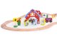 ECOTOYS Wooden Train Set with Battery-Operated Train Farm 53 Pieces