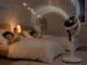 Adjustable Floor Fan with LED Display, Remote Control and Oscillation, White/Black