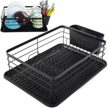 Large Freestanding Dish Drainer Rack, Black