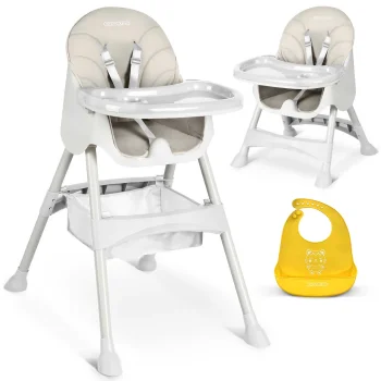 Ricokids Milo High Chair with Tray and Bib, Grey