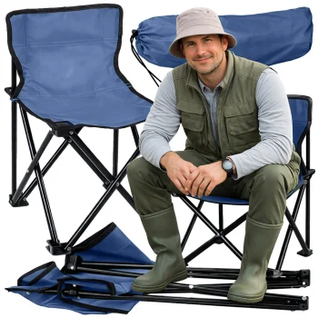 Folding Fishing and Camping Chair with Carrying Bag, Blue