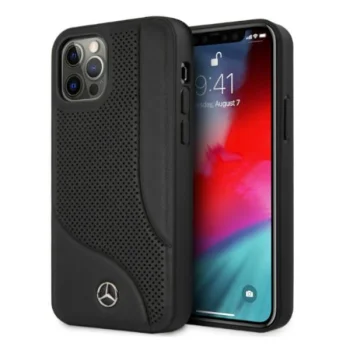 Mercedes iPhone 12 Pro Max Case Perforated Area, Black