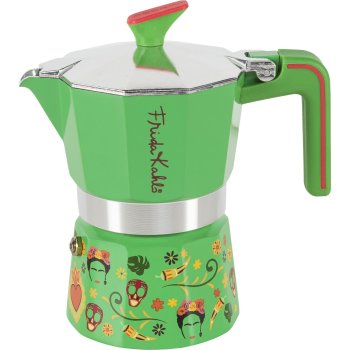 Pedrini 02CF157 Frida Kahlo Moka Pot, 3 Cups, Green