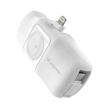Wozinsky WF16-YLS 5000mAh 15W Mini Power Bank with Apple Watch Charger, White