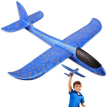 Foam glider plane for kids, lightweight throw airplane model, blue