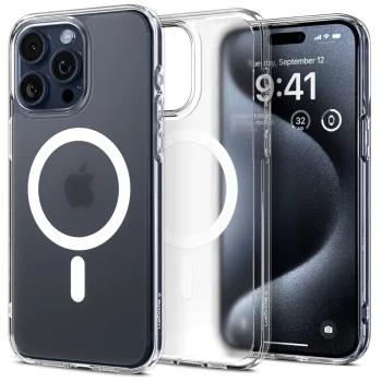 Spigen Ultra Hybrid Mag Case for iPhone 15 Pro, Clear Matte