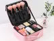 Travel Makeup Organizer Case with Adjustable Dividers, Pink