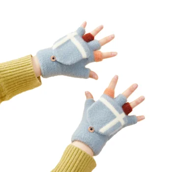 Women's and Children's Winter Phone Mitten Gloves, Universal Size - Blue