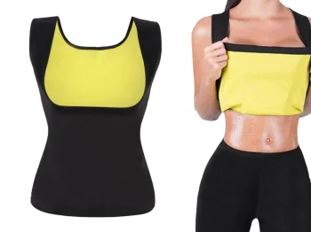 Women's Neoprene Fitness Shirt for Slimming, Black, Size M