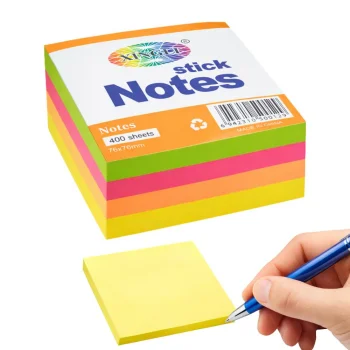 Self-Adhesive Sticky Notes Pad, 400 Sheets, 76 x 76 mm, Multi-Color