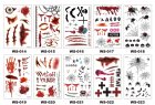 Tattoos Halloween Fake Realistic Washable Temporary Disguise Blood