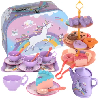 Iso Trade Kids Tea and Coffee Set with Sweets in a Suitcase, Multicolor