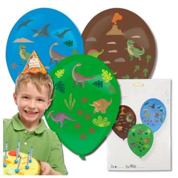 Bakalu Dinosaur Balloons with Stickers, 35 cm, 3 pcs.