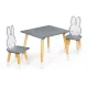 Ecotoys WH141 Kids Table and 2 Chairs Set, Bunny Motif