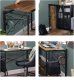 Computer desk with metal frame and wooden top, rustic brown