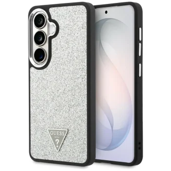 Guess Fixed Glitter Triangle MagSafe Case for Samsung Galaxy S26, Silver