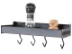Hanging Kitchen Shelf with Hooks, Aluminum, 30 cm, Black