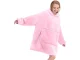 Oversized Warm Hoodie Sweatshirt Blanket with Pocket, Pink