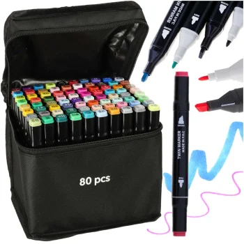 Double-Sided Alcohol Markers in Case 80 pcs + Stand