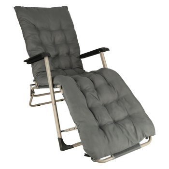 LUARO Folding Garden Lounger Reclining Camping Chair with Pillows, Grey