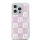 DKNY iPhone 15 Pro Case Liquid Glitters Checkered Pattern, White