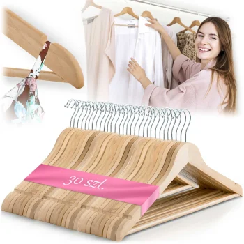 Massido MS-858 Wooden Clothes Hangers, 30 pcs.