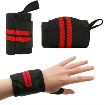 Wrist support straps for strength training, 2 pcs, black-red