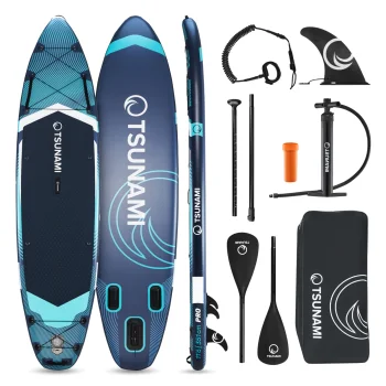 Inflatable Stand Up Paddle Board TSUNAMI T12 350 cm with Paddle and Accessories, Multicolored