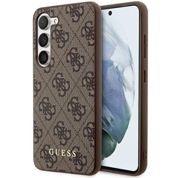 Guess Samsung Galaxy S24 Plus Case 4G Metal Gold Logo, Brown