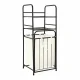 Narrow Laundry Basket with 2 Shelves 54L, Black Frame, Beige