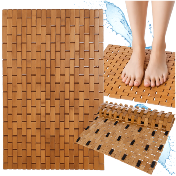 Ruhhy Anti-Slip Bamboo Bath Mat for Shower and Bathroom 26048, 80x50 cm