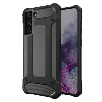 Samsung Galaxy S22 5G (SM-S901) Armor Guard Plastic + TPU Hybrid Case Cover, Black