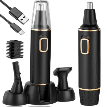 3-in-1 Nose and Ear Trimmer, Eyebrow and Beard Depilator, Black