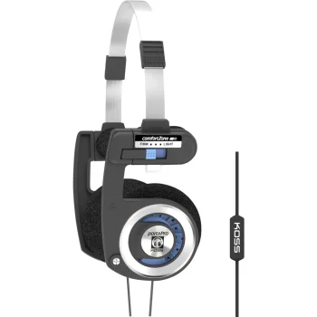 Koss Porta Pro Classic On-Ear Headphones with Microphone, Black/Blue