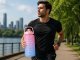 Motivational Water Bottle with Straw 2000 ml, Pink-Blue