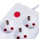 Maclean MCE393 W Power Strip, 4 Outlets + 3xUSB, 2500W, 3m, White