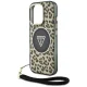 Guess HC IML Leopard Triangle Cord Strap MagSafe Phone Case Cover iPhone 16 Pro Max - Brown