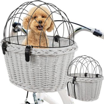 Wicker Bike Basket for Animal Transport, White
