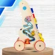 Wooden Baby Walker and Activity Center with Xylophone Clock and Blocks Montessori Toy