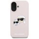 Karl Lagerfeld Silicone Nauble Heads Print MagSafe Case for iPhone 16, Pink