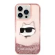 Karl Lagerfeld iPhone 14 Pro Case Liquid Glitter Choupette Pink
