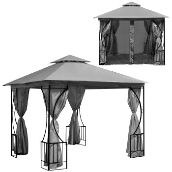 2-in-1 Garden Gazebo 3x3 m with Mosquito Net and Side Walls MultiGarden