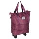 Expandable Foldable Travel Bag with Wheels, Large Duffel, Purple