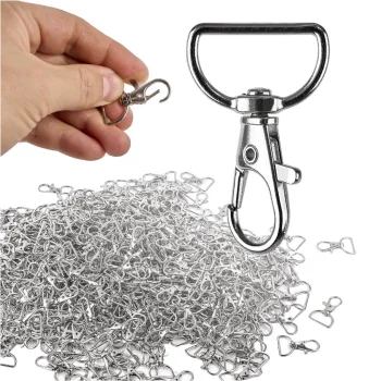 Metal Carabiners for Keys and Bags, Fish Shape, 20mm, Silver, 500 pcs