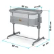 Nukido NK-243 Bedside Cot with Mattress, Grey