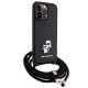 Karl Lagerfeld iPhone 14 Pro Max vāciņš Crossbody Saffiano Metal Pin, melns