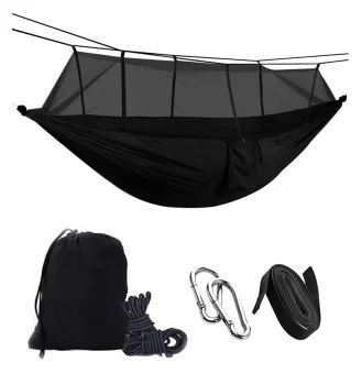 Tourist Hammock with Mosquito Net 260x140 cm Black